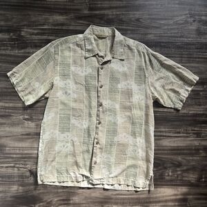 Tommy Bahama Green and Tan Casual Button Down Shirt